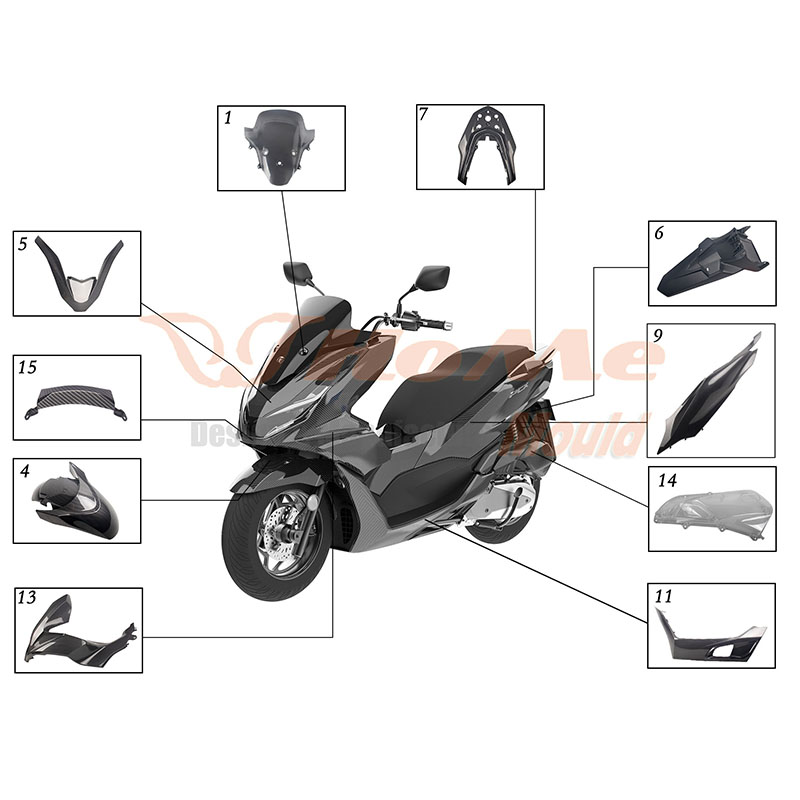 Motosiklet Elektrikli Avtomobil Hissələri Enjeksiyon Kalıbı